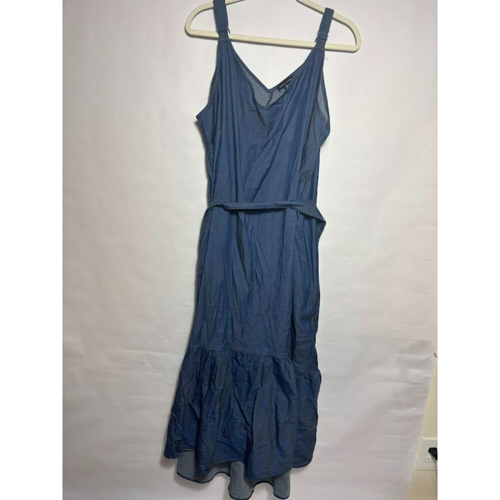 Universal Standard Dress Women's Size 18/20 Medium Blue Chambray Midi Tiered NWT - Picture 3 of 6